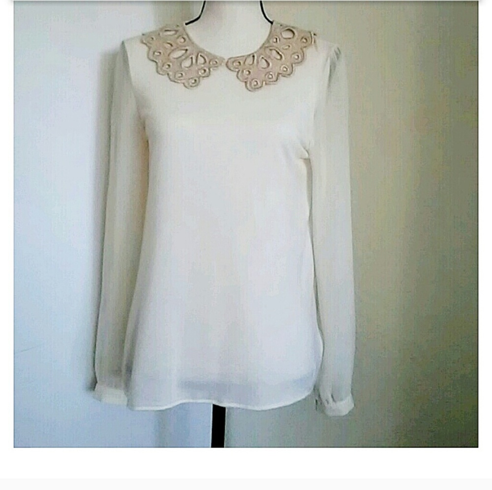 🌹 KIMCHI BLUE | Cream and Gold Blouse